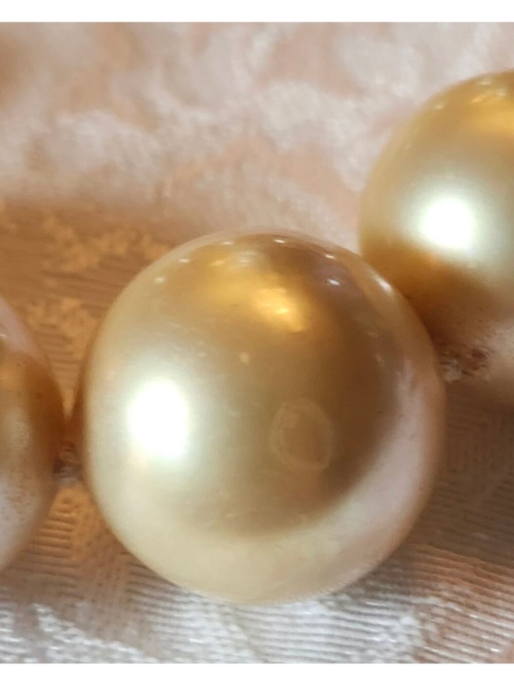 Vintage Gold-Tone Glass Faux Pearl Necklace 925 Clasp - High-Quality Statement J - Picture 3 of 8